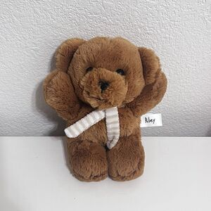 Aurora World Riley Teddy Bear With Striped Scarf Plush Stuffed Animal 8”